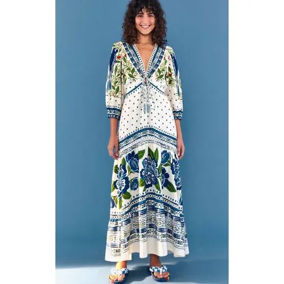 NWT Farm Rio Off White Macaw flight maxi dress -  threedaughtersproperties.com